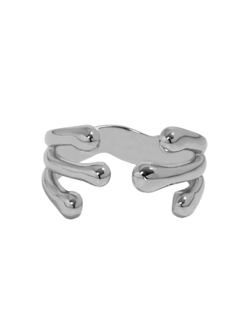 Hjz665 [No. 13 adjustable] 925 Sterling Silver Irregular Vintage Band Ring